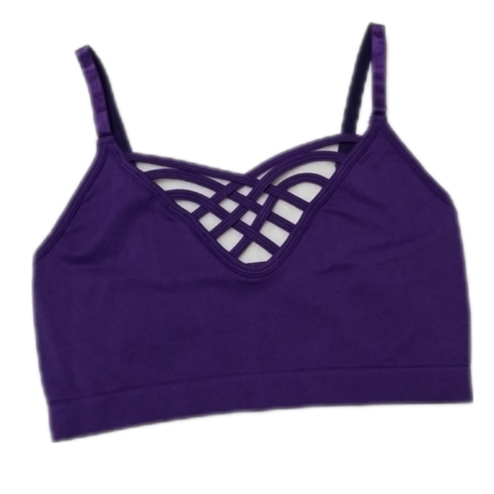 Zenana Outfitters V-Lattice Purple Bralette S/M